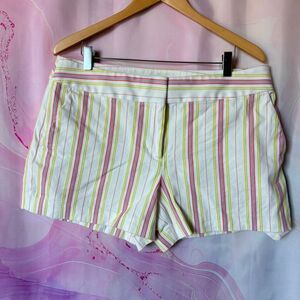 LOFT 12 Pink Lime Green White Pinstripe Chino Shorts Riviera Boardwalk Preppy